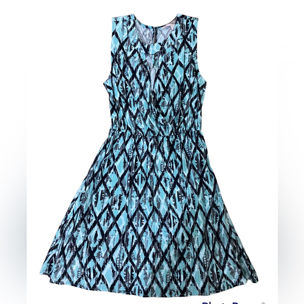 Forever 21 Teal Patterned Keyhole Dress.  Size XS